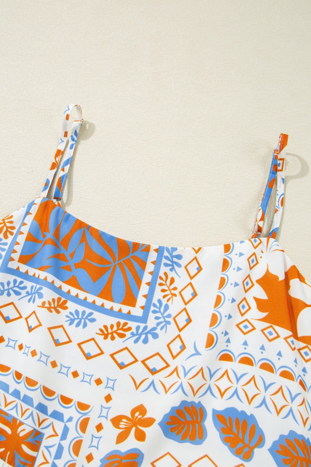 Printed Smocked Back Ricrac Trim Cami Dress