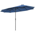 15 Feet Patio Double-Sided Umbrella with Hand-Crank System-Navy