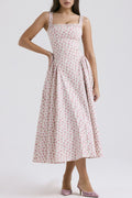 Floral Square Neck Wide Strap Midi Dress