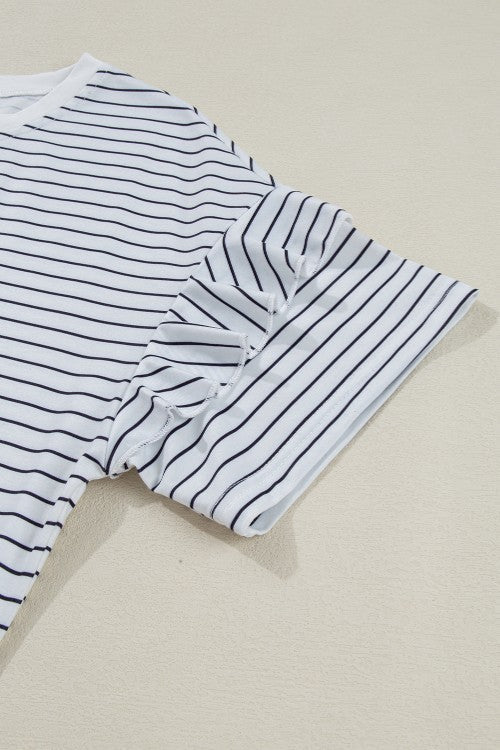 Stripe Round Neck Short Sleeve Mini Dress