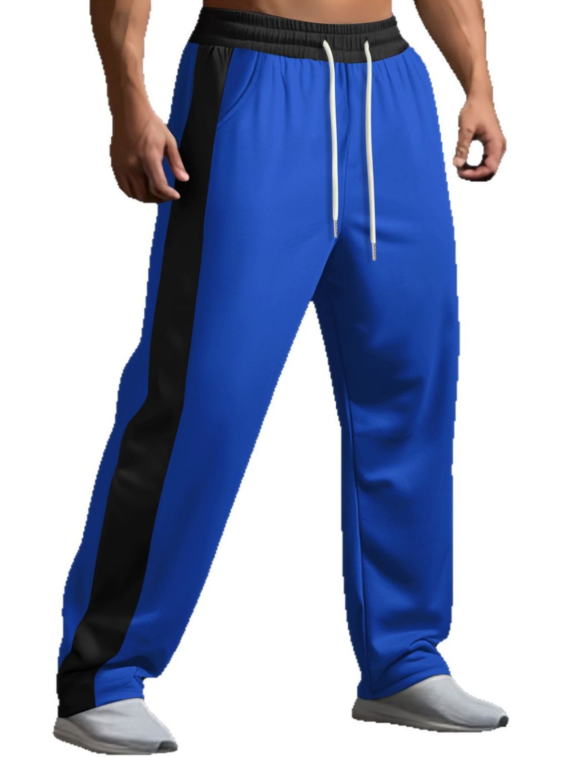 Men's Full Size Drawstring Contrast Wide Leg Pants Plus Size
