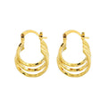 14k Diamond Cut Swirl Hoop Earrings