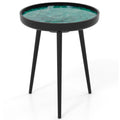 16 Inch Mid-century Modern Coffee End Table with Sea Shell Decoration-Green