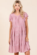 Mittoshop Lace Detail Ruffled Button Down Tiered Dress