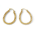 14k Yellow Gold Large Oval Twisted Hoop Earrings