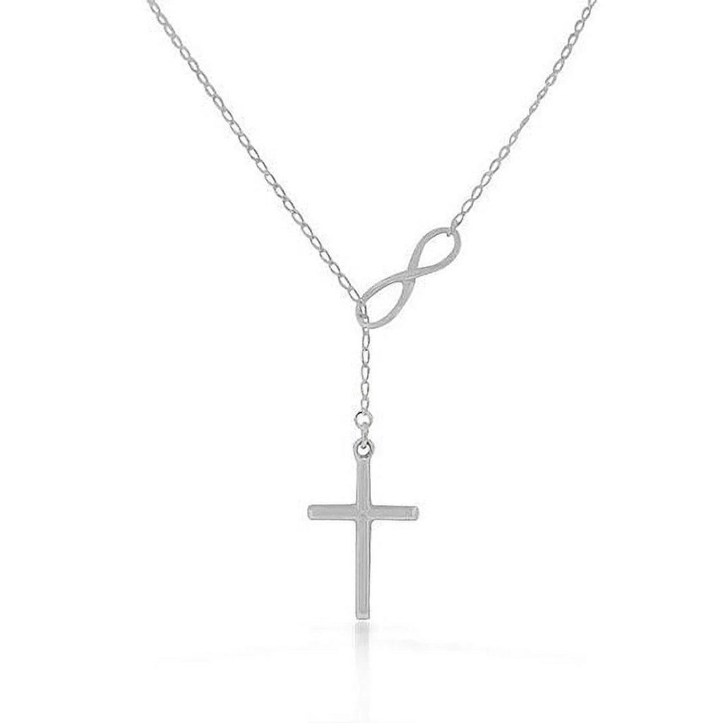RMZ GOLD NYC Infinity Drop Cross Lariat Necklace