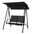 2-Seat Outdoor Canopy Swing with Comfortable Fabric Seat and Heavy-duty Metal Frame-Black