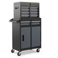 2-in-1 Rolling Tool Chest with 5 Sliding Lockable Drawers-Black & Gray