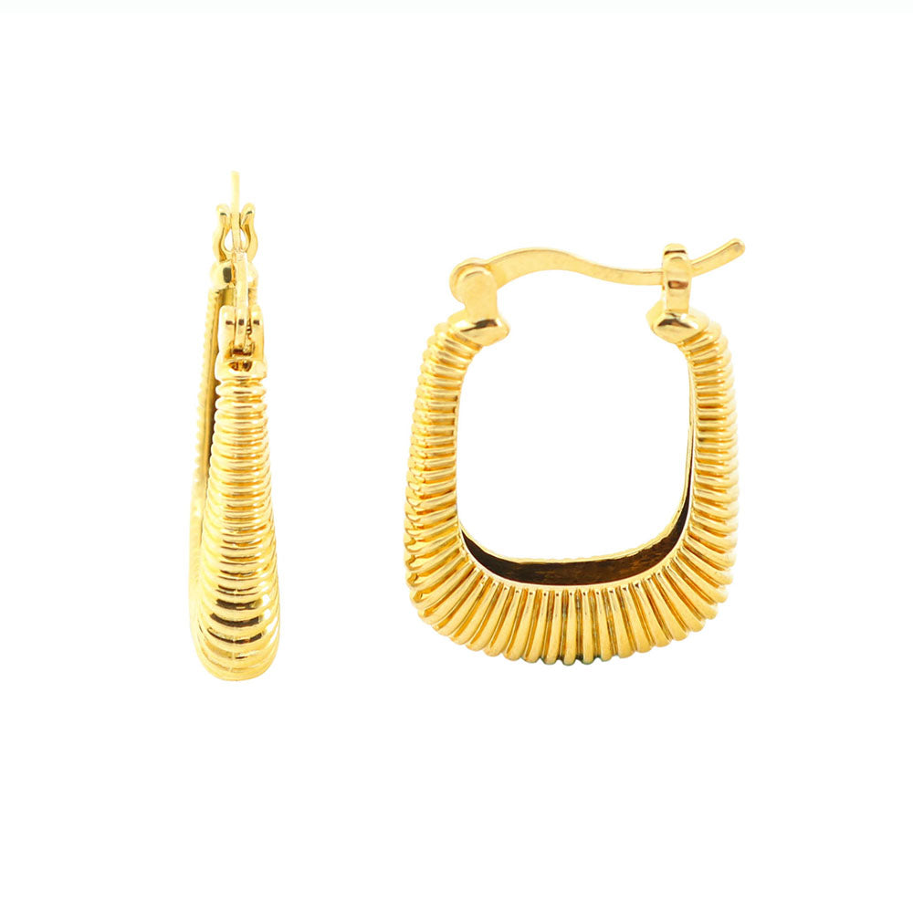 RMZ GOLD NYC 14K Gold Cute Wavy Pattern Hoop Earring