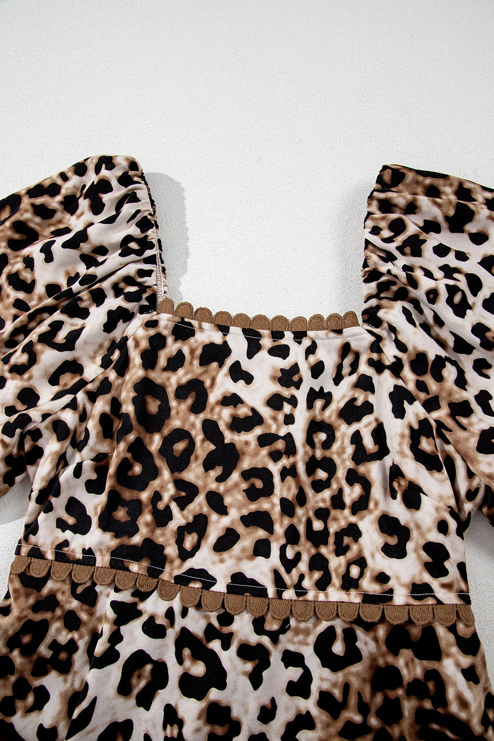 Leopard Square Neck Puff Sleeve Maxi Dress