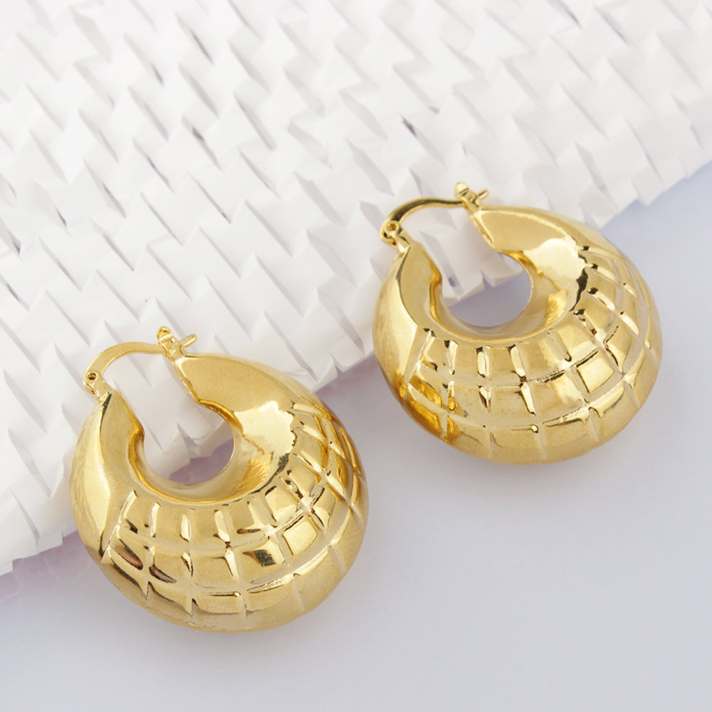 14k Gold Puffy Bamboo Nugget Hoop Earrings (Copy)