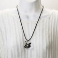 Genuine Blue Sapphire Austrain Crystal Swan Charm with White Fur