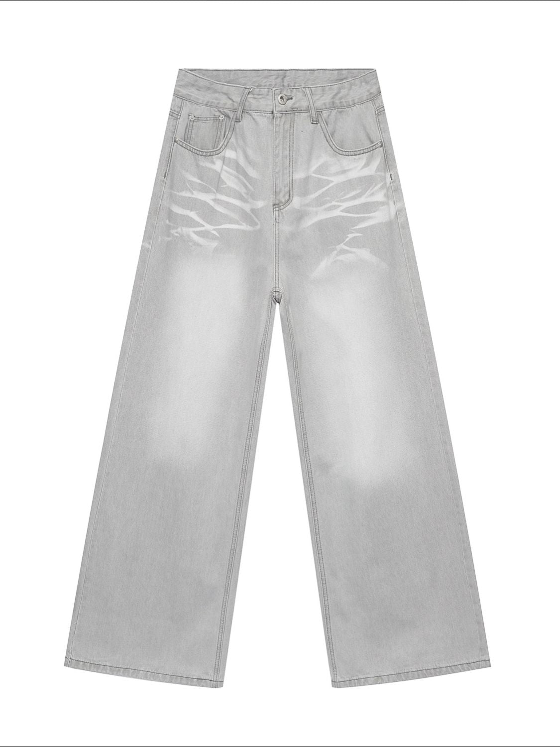 Washed Cat Whisker Straight-Leg Jeans