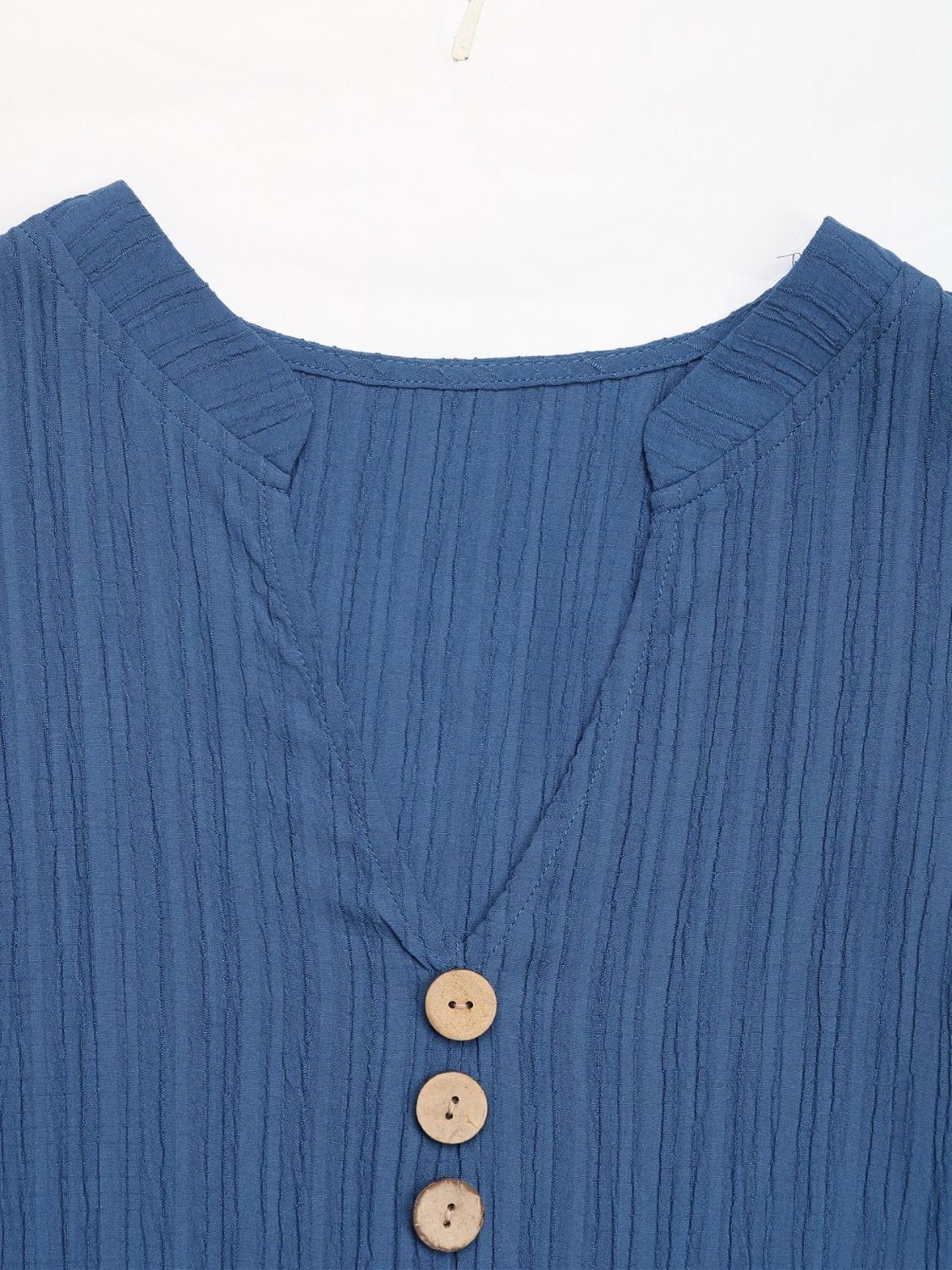 Perfee Decorative Button Notched Sleeveless Tiered Dress