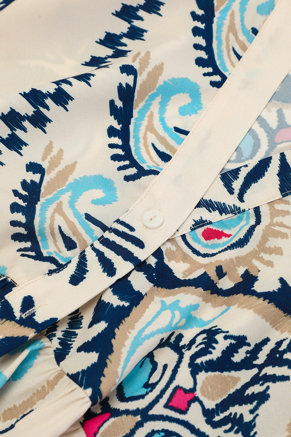 Printed Notched Three-Quarter Sleeve Mini Dress