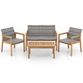 4-Piece Patio Furniture Set with Loveseat Single Chairs and Coffee Table