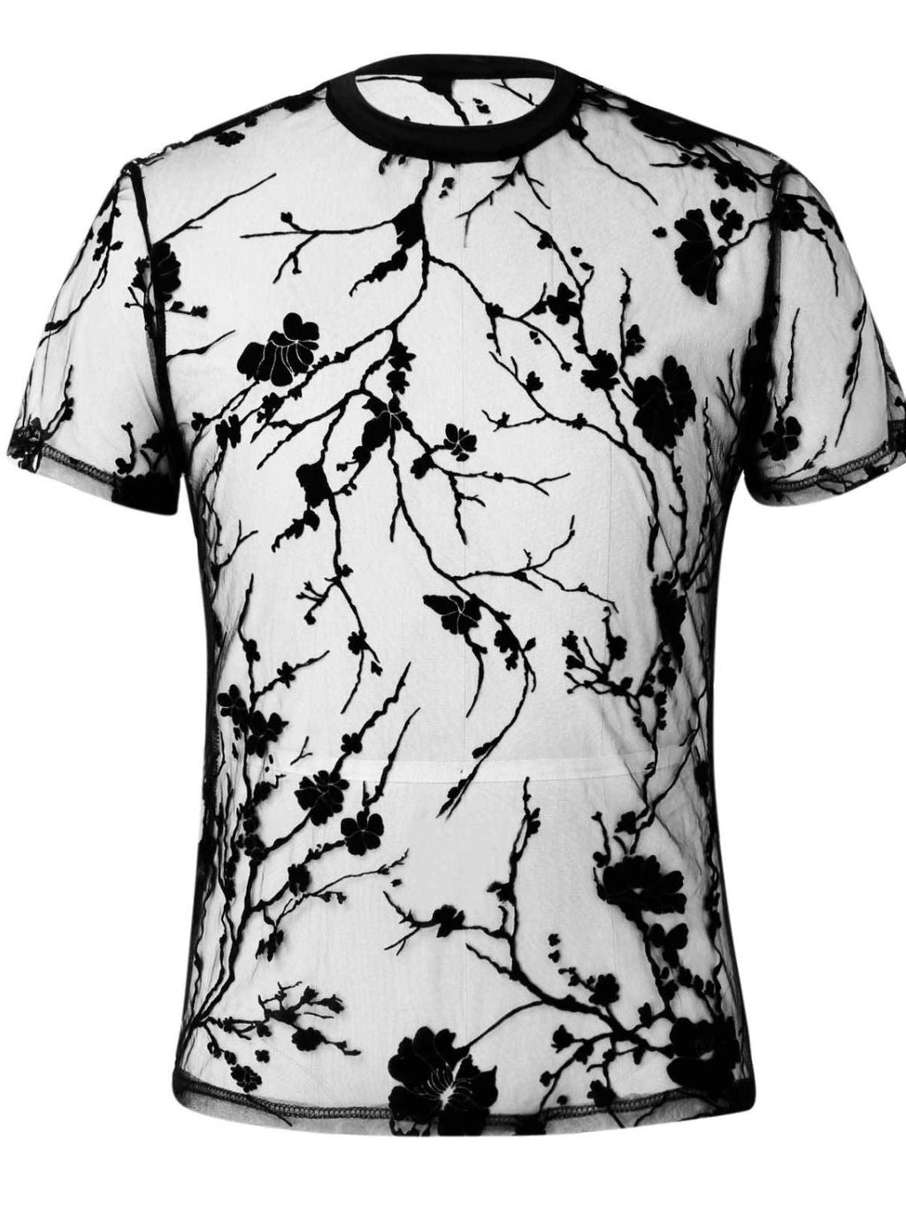 Men's Full Size Round Neck Short Sleeve Sheer Top Plus Size