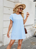 Round Neck Short Sleeve Mini Dress