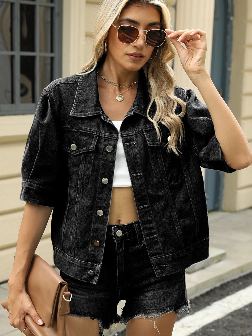 Button Down Washed Denim Jacket