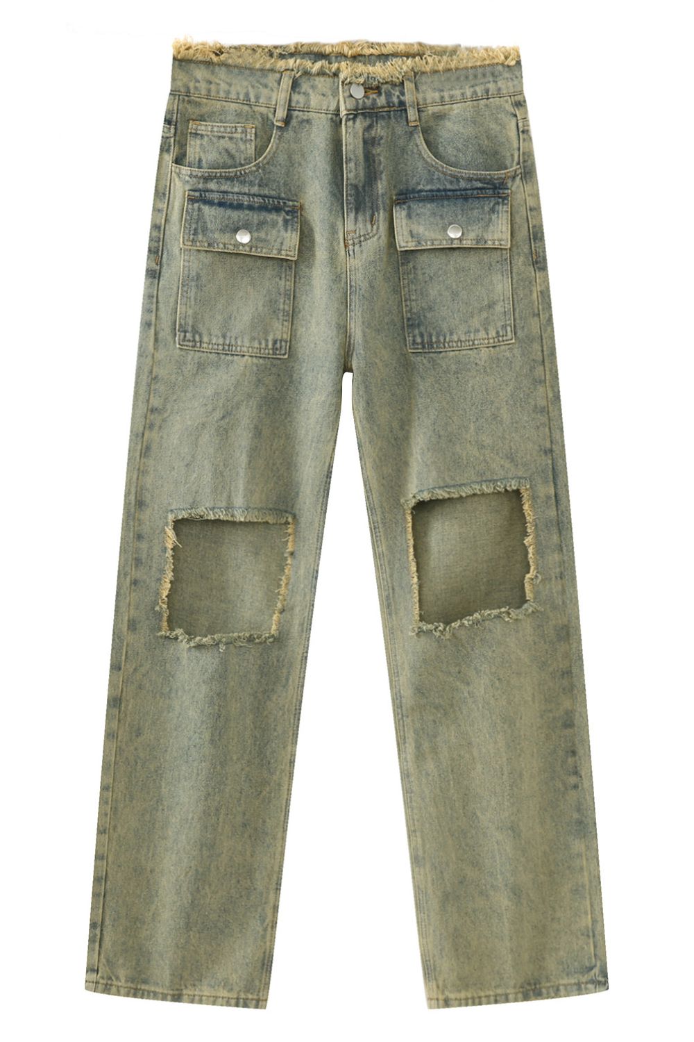 Raw Hem Distressed Jeans