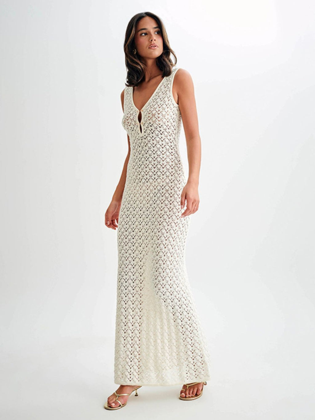 Openwork Sleeveless Maxi Dress