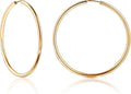 14K Gold Endless Hoop Earrings, 2mm Thick