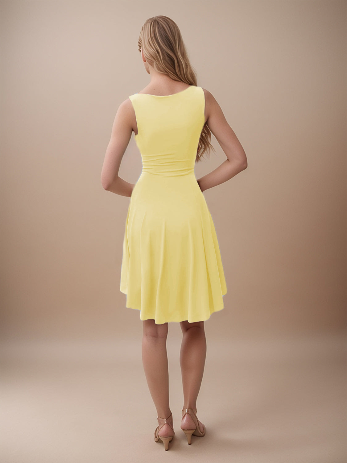 High-Low Round Neck Sleeveless Mini Dress