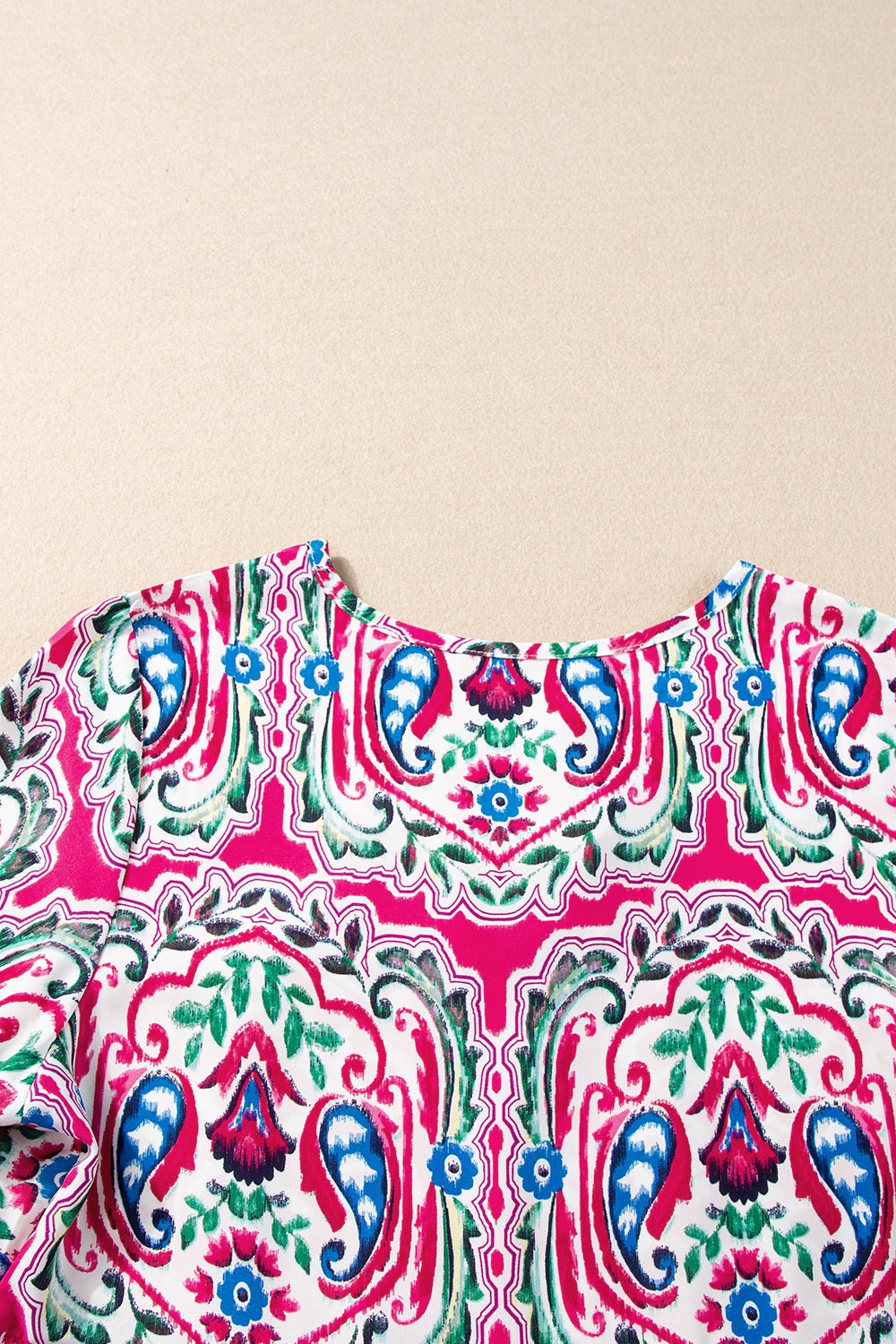 Printed Tie Neck Short Sleeve Dress