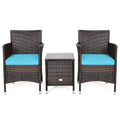 3 Pcs Outdoor Rattan Wicker Furniture Set-Blue