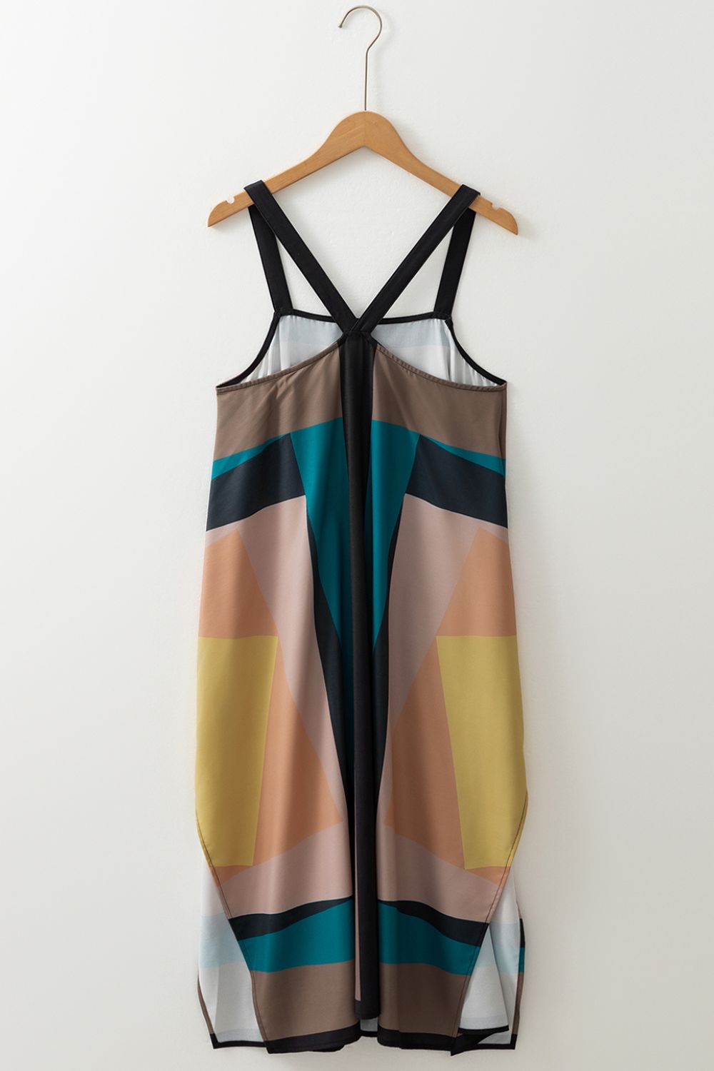 Color Block Square Neck Wide Strap Dress