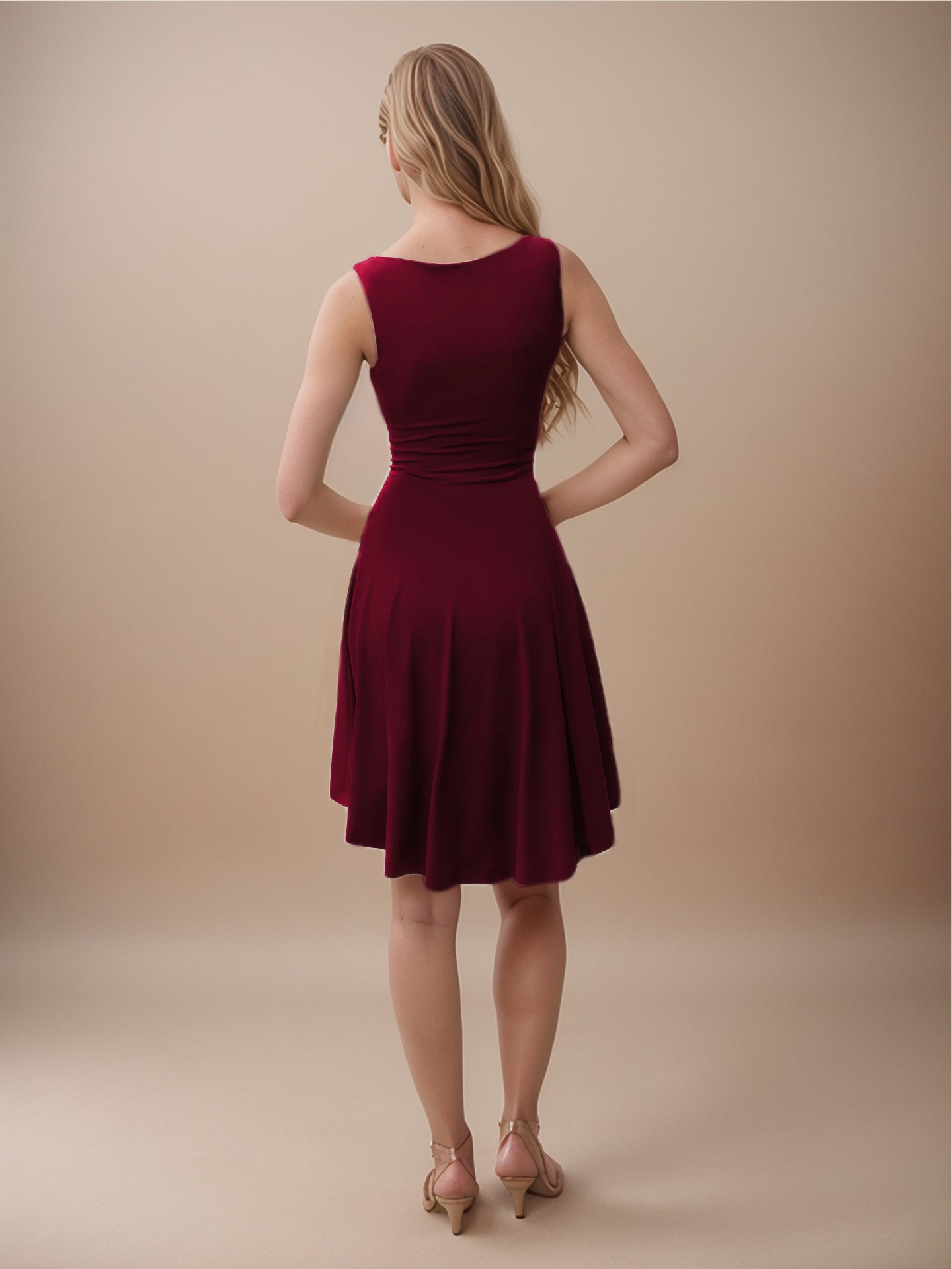 High-Low Round Neck Sleeveless Mini Dress