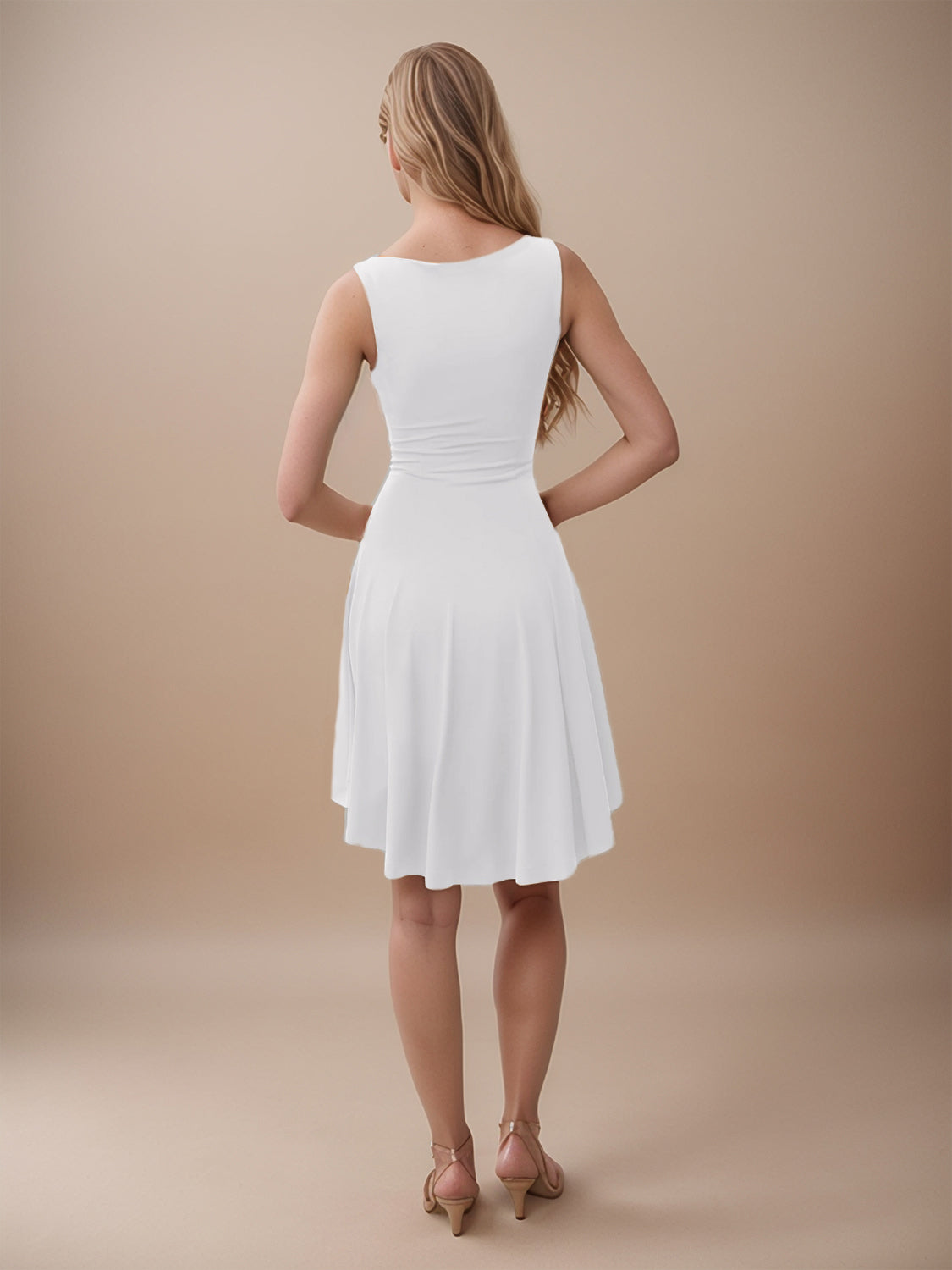 High-Low Round Neck Sleeveless Mini Dress
