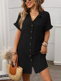 Button Down Short Sleeve Mini Dress