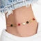 18K Gold Elephant Anklet with Red & Black Crystals