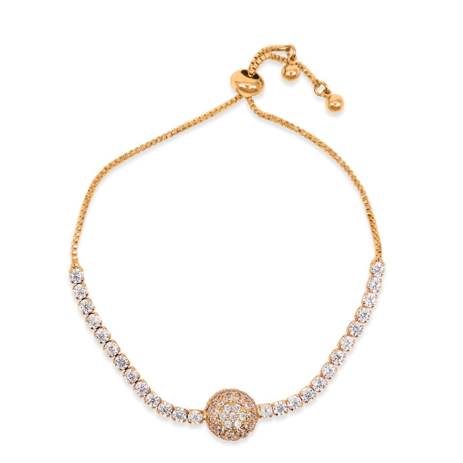 RMZ GOLD NYC Amazing Luxurious Classic Yellow Micro Pava Ball Slide Bracelet