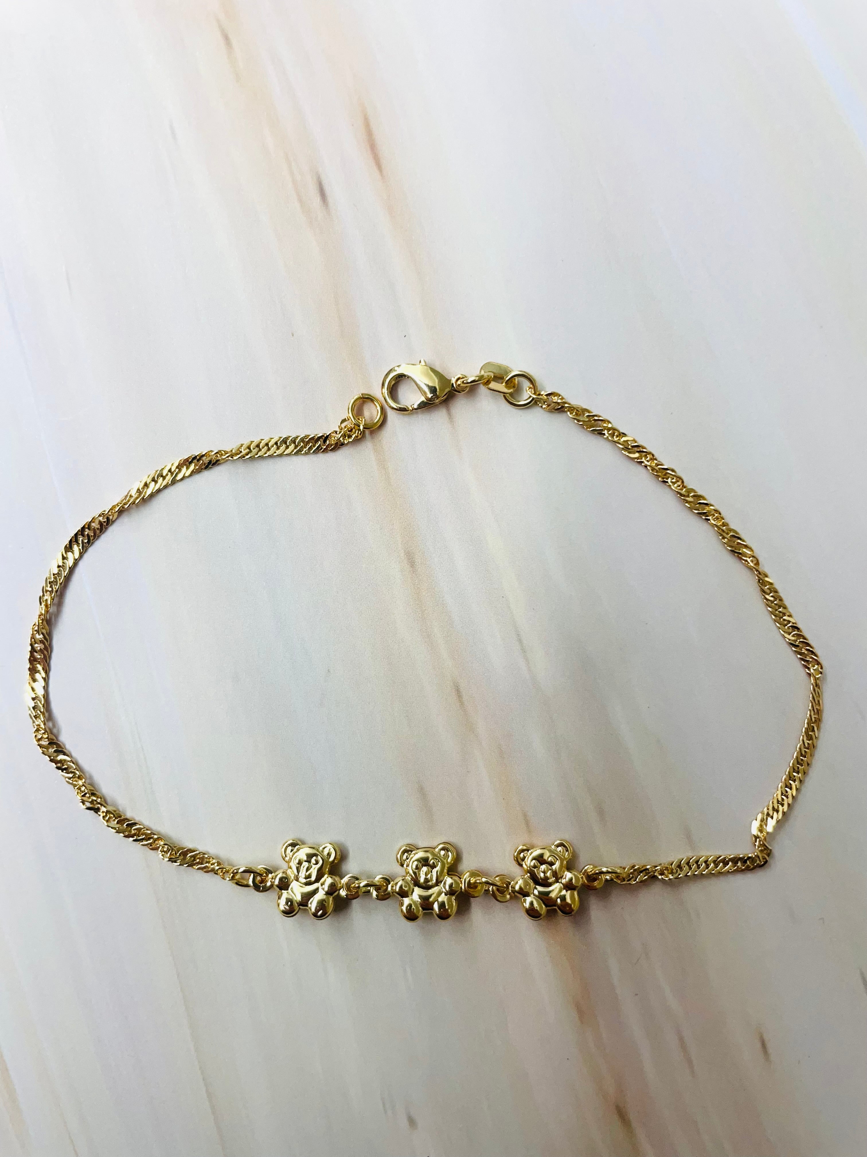 RMZ GOLD NYC 18K Gold Cute Teddy Bear Singapore link anklet