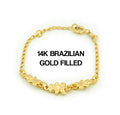 14k Brazilian Gold Filled Figaro Teddy Bear Bracelet 5''
