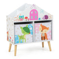 Kids House-shaped Bookshelf with 2 Storage Bins for Kids Room Playroom-White