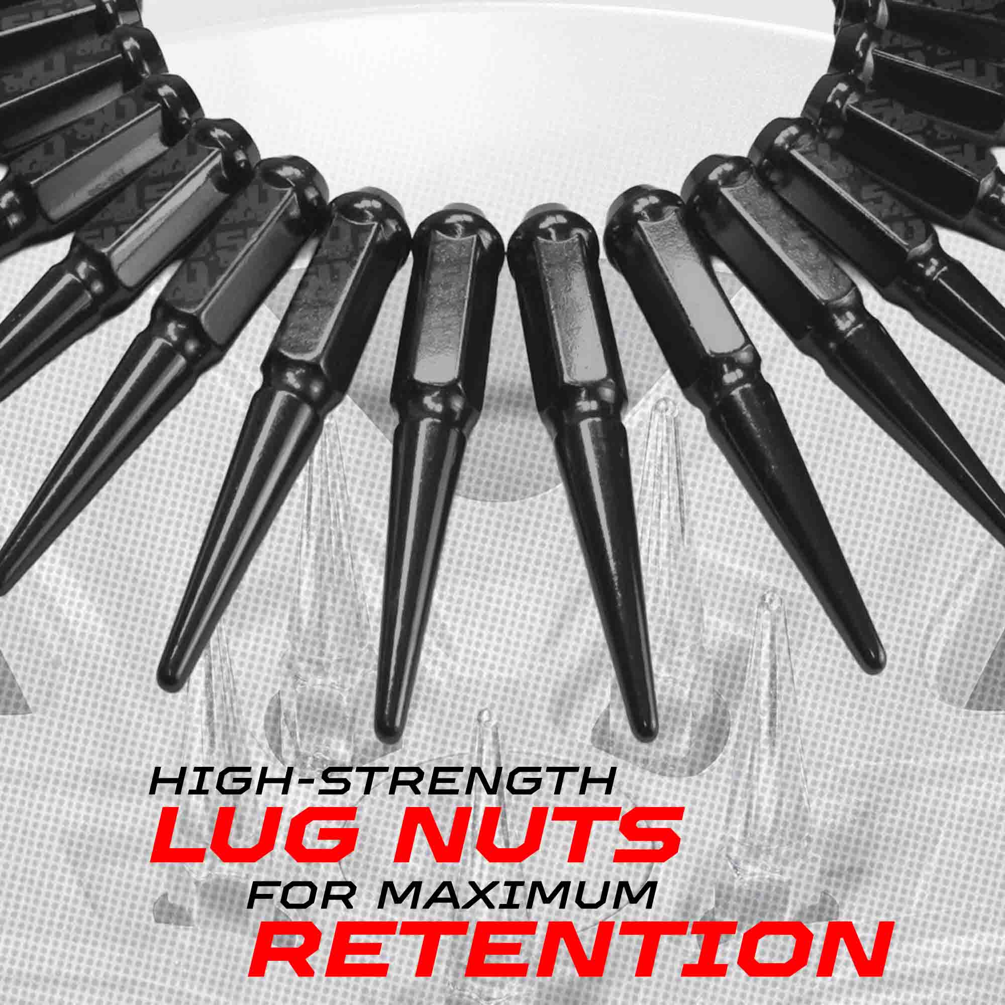 12x1.25mm Extended Spike Lug Nuts - 60 Degree Taper Seat