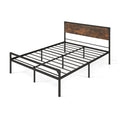 Platform Full/Queen Bed with Rustic Headboard and Footboard-Queen Size