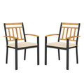 Set of 2 Patio Dining Chairs with Removable Padded Cushions-17 Inches