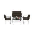 4 Pieces Patio Furniture Set with Heavy Duty Galvanized Metal Frame-Brown