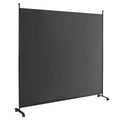 6 Feet Single Panel Rolling Room Divider with Smooth Wheels-Dark Gray