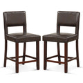 2 Piece Bar Chair Set with Hollowed Back and Rubber Wood Legs-Brown