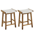 Set of 2 25.5 Inch Dining Bar Stool with Seaweed Woven Seat