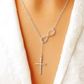 RMZ GOLD NYC Infinity Drop Cross Lariat Necklace
