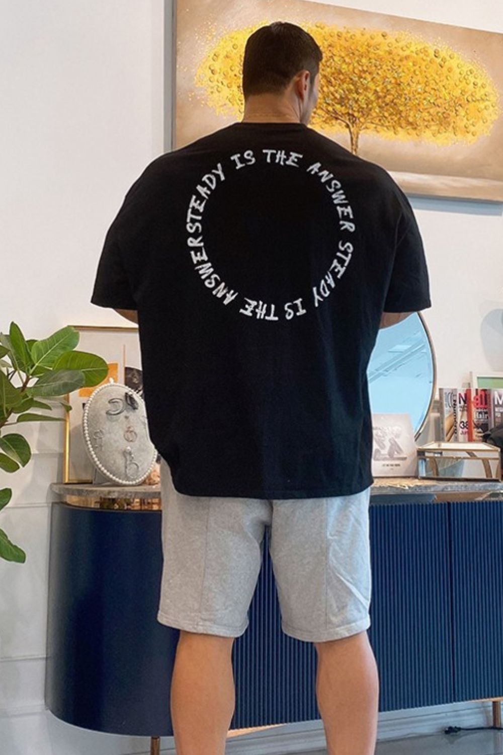 Men's Plus Size Letter Round Neck Half Sleeve T-Shirt