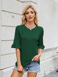 Florira Round Neck Ruffled Half Sleeve T-Shirt