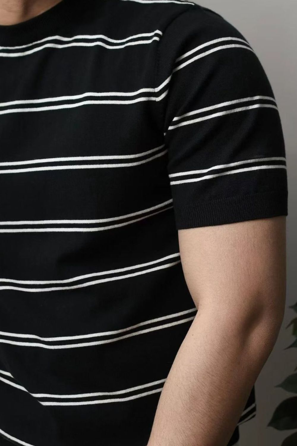Men's Plus Size Round Neck Striped T-Shirt