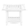 Heavy Duty Waterproof Bath Stool with Curved Seat and Storage Shelf-White